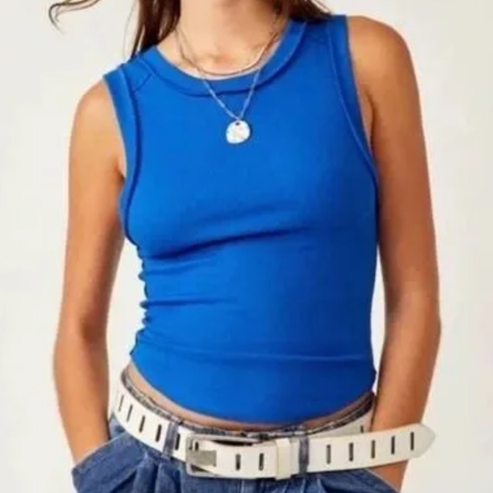 We The Free Royal Blue Ribbed Sleeveless Tank
